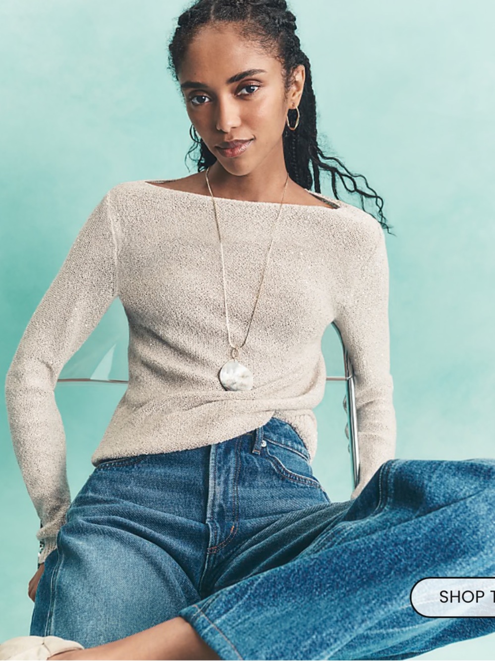 NWT🌷LOFT Sequin Boatneck Sweater